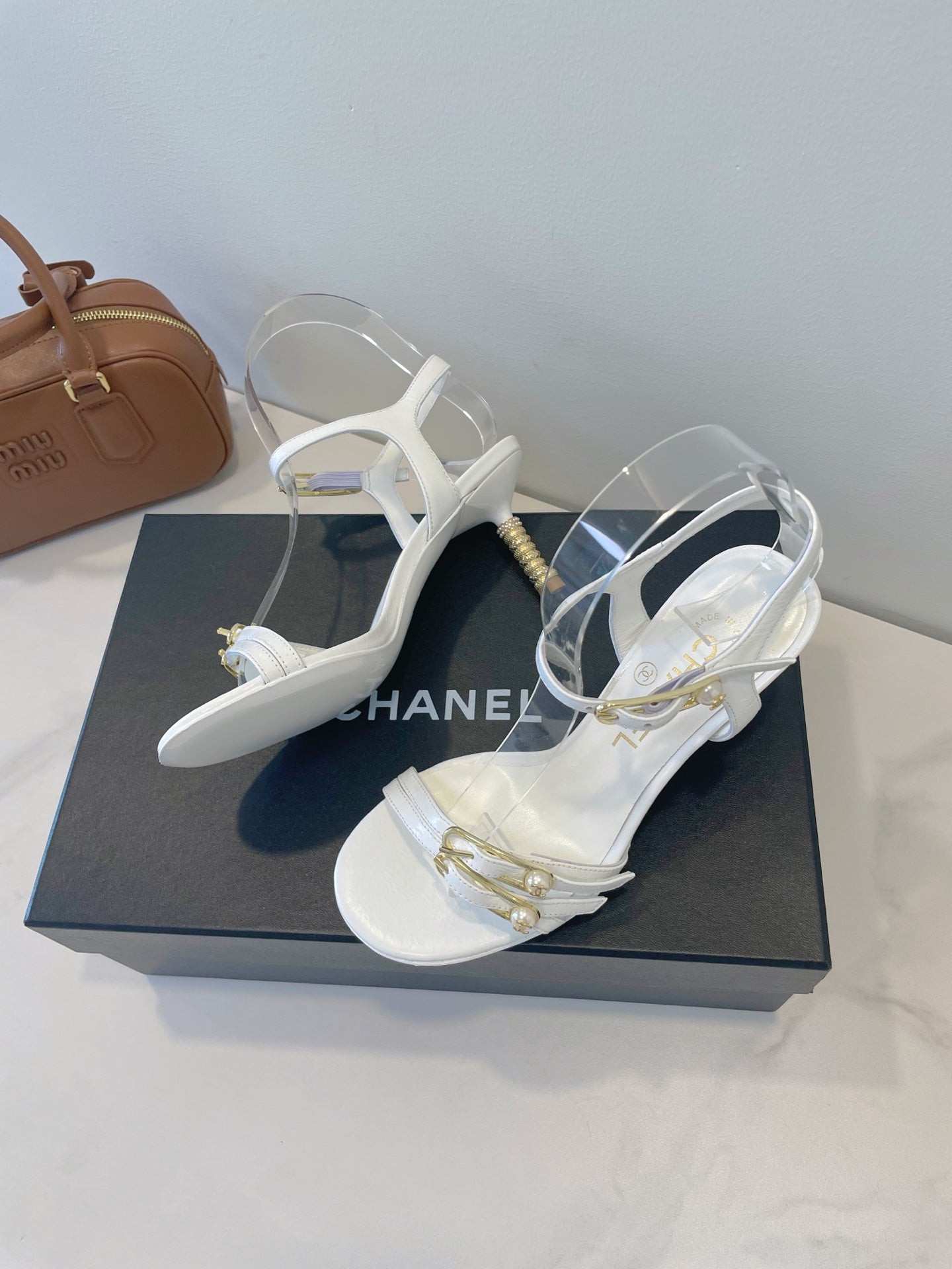CC 26s High-Heeled Sandals 6.5cm White Lambskin 941633