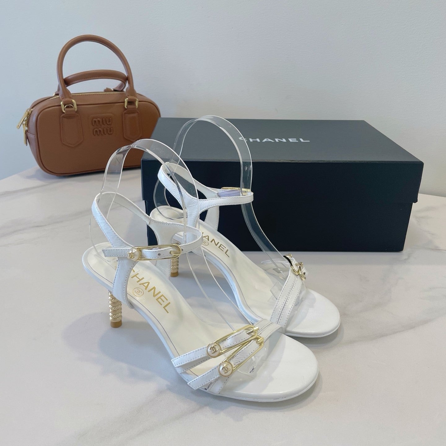 CC 26s High-Heeled Sandals 6.5cm White Lambskin 941633