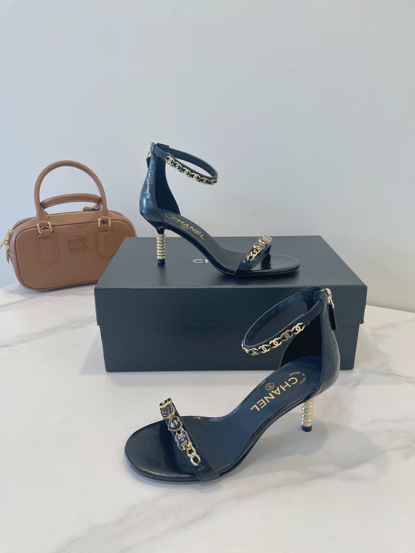 CC 26s High-Heeled Sandals 6.5cm Black Lambskin 941625