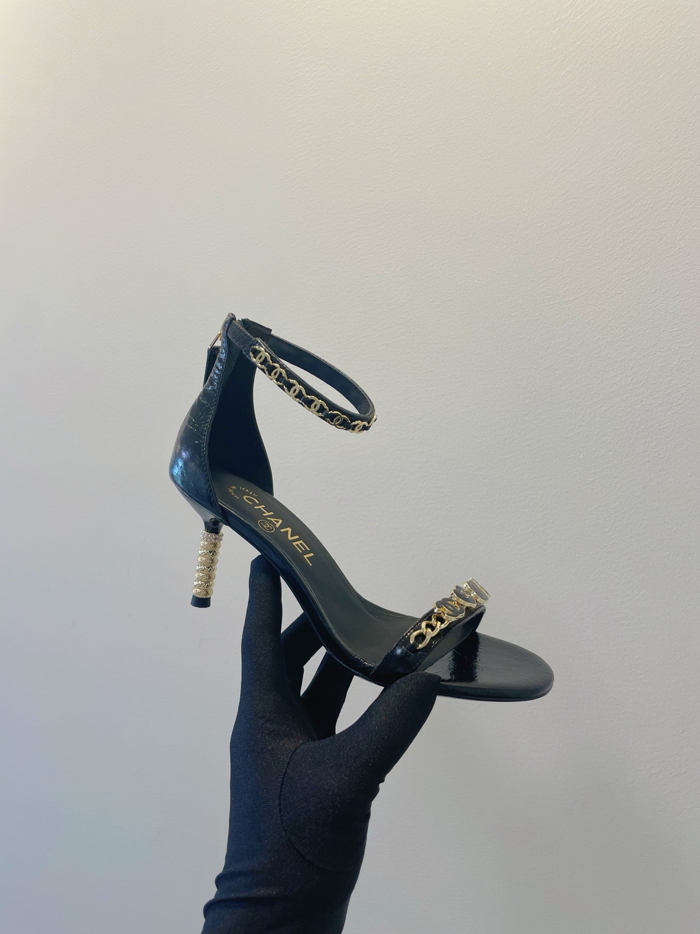 CC 26s High-Heeled Sandals 6.5cm Black Lambskin 941625