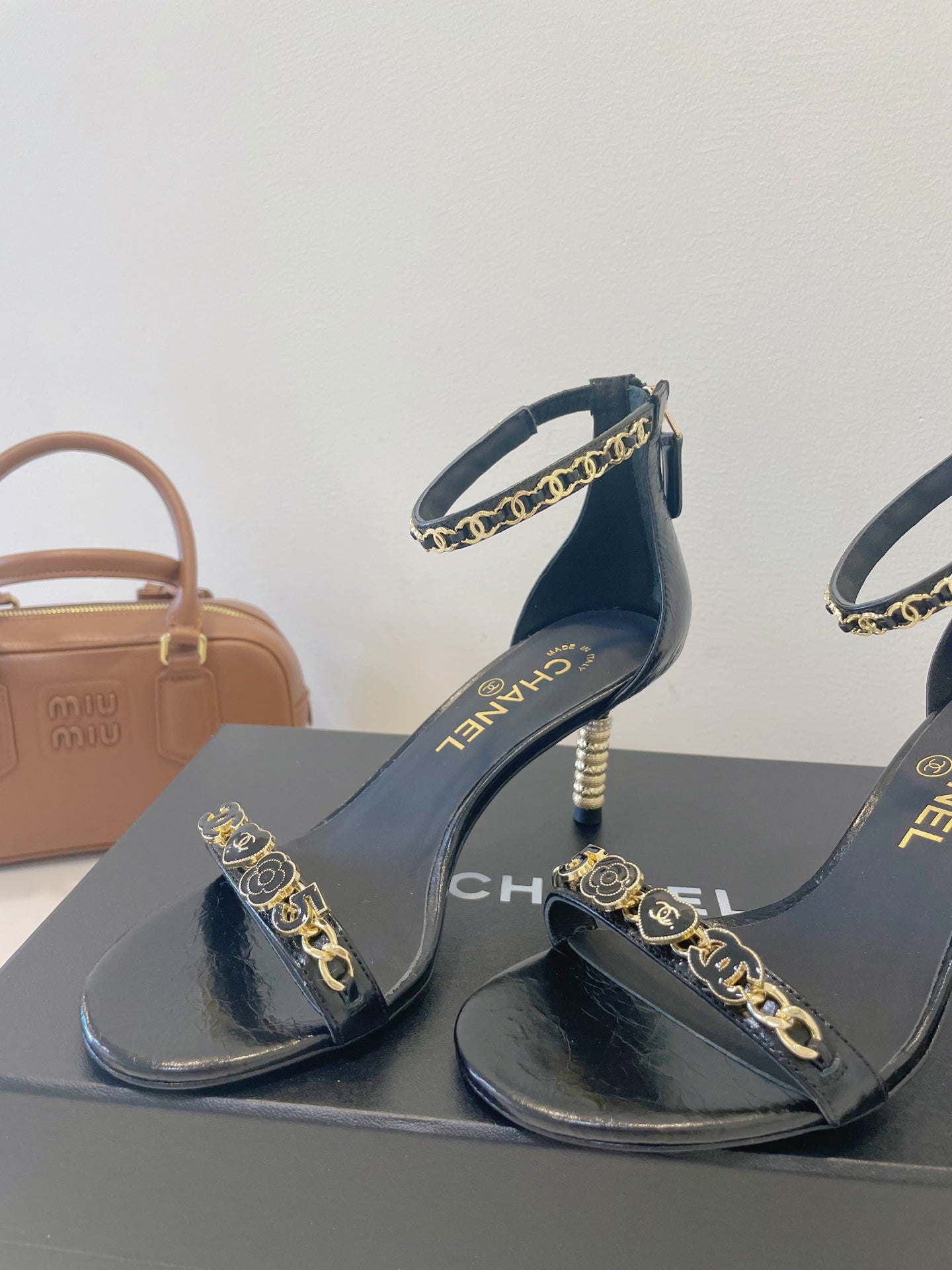 CC 26s High-Heeled Sandals 6.5cm Black Lambskin 941625