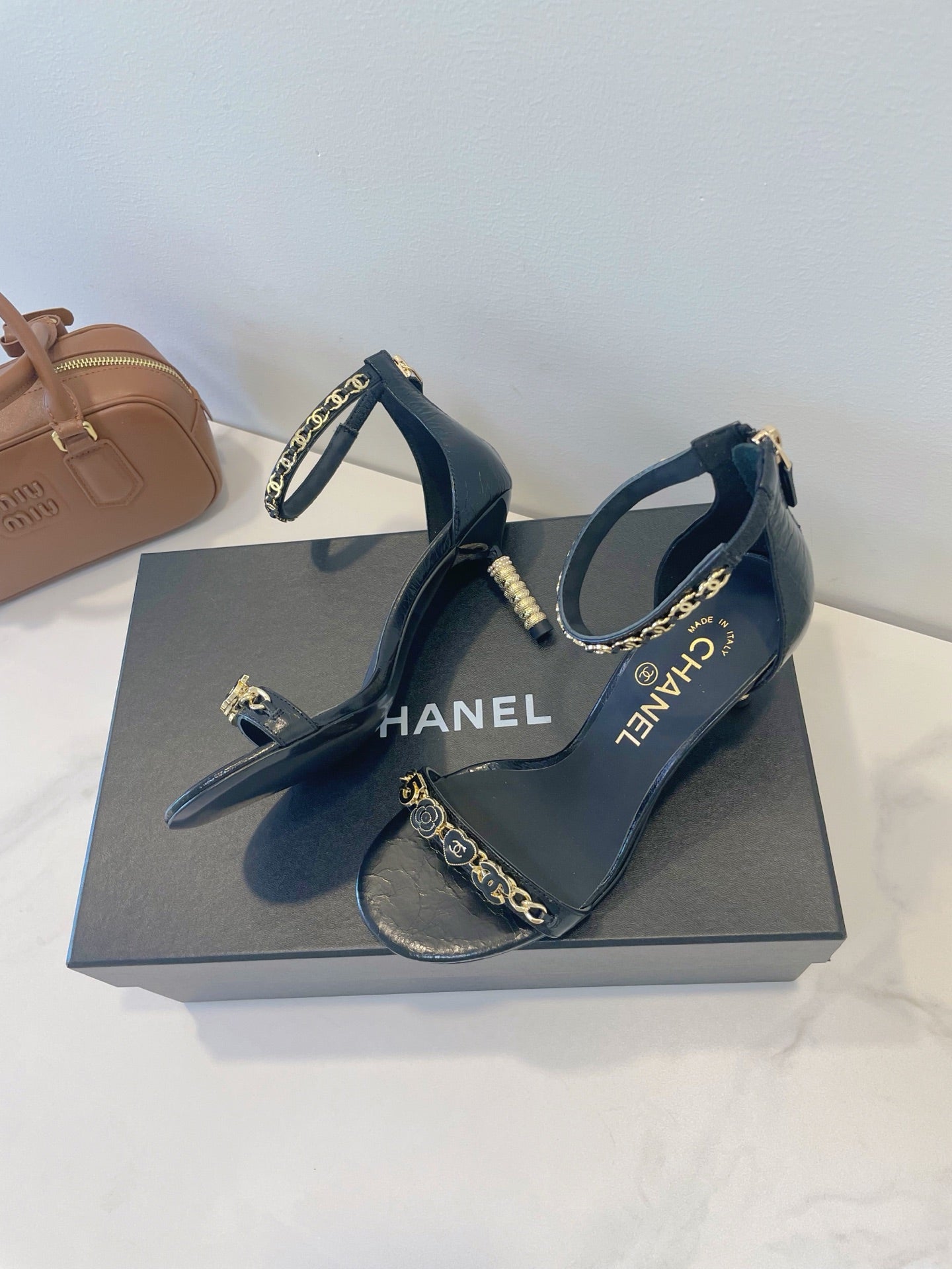 CC 26s High-Heeled Sandals 6.5cm Black Lambskin 941625