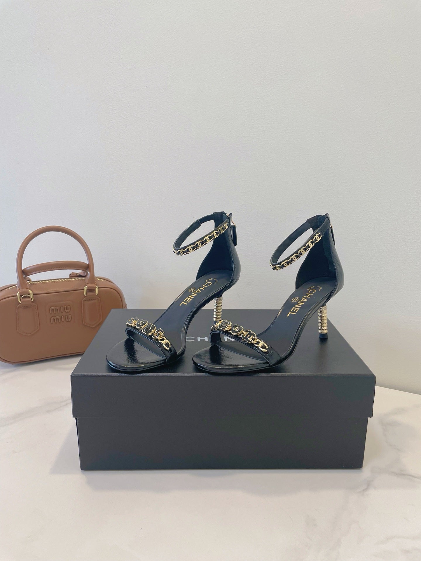 CC 26s High-Heeled Sandals 6.5cm Black Lambskin 941625