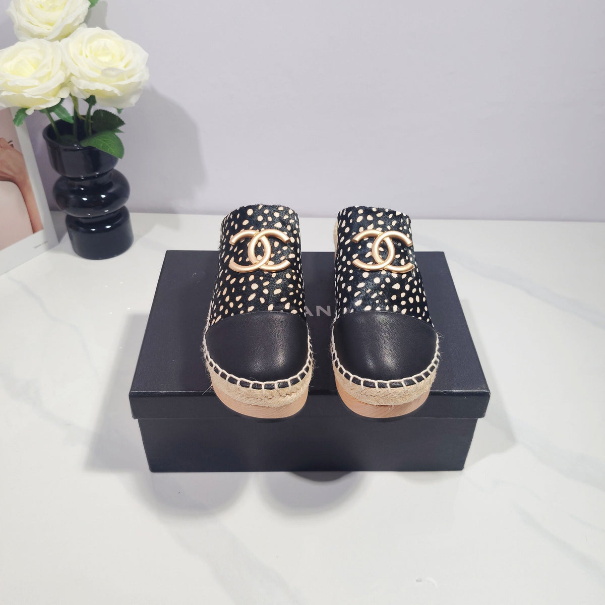 CC 26s Half-Length Slippers Black Horsehair 104253