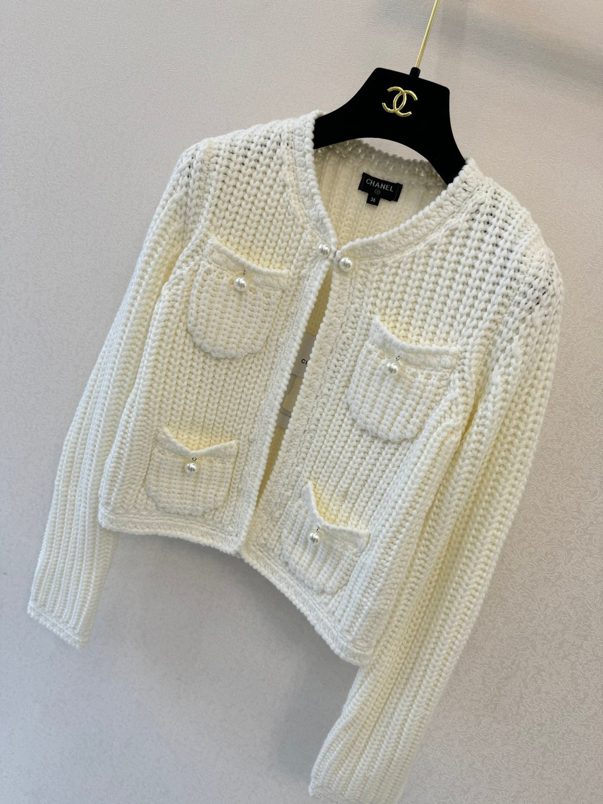 CC 26s Knitted Cardigan Cream Cashmere Wool 424679