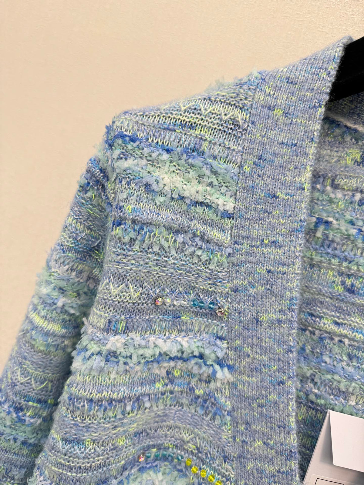 CC 26s V-Neck Cardigan Blue Yellow Nylon Wool 424683