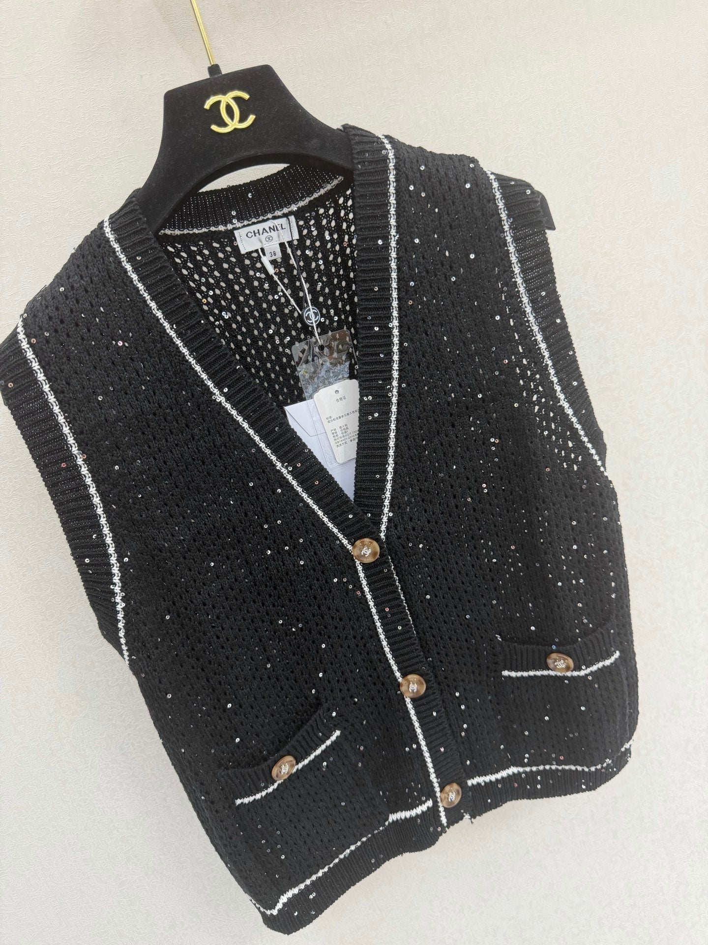 CC 26s Vest Black Cotton 394847