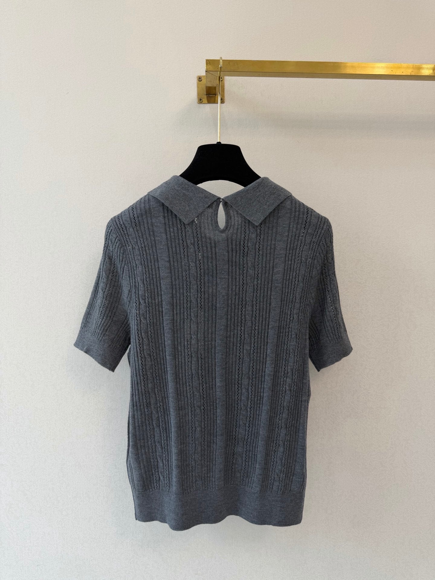 Loewe Collared Short-Sleeved Shirt Grey Wool 394838