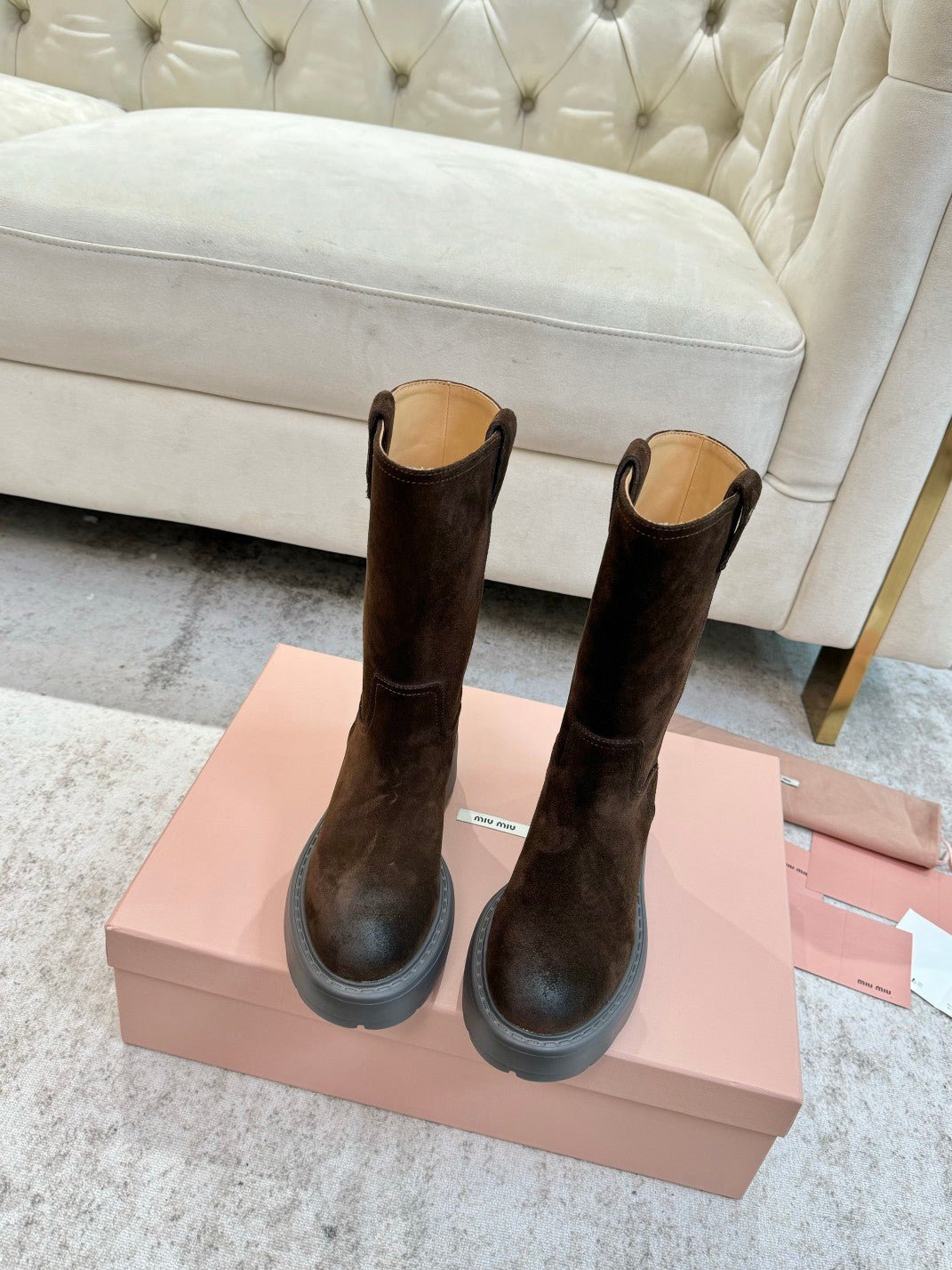 Miu Boots Cedar Brown Suede 455931