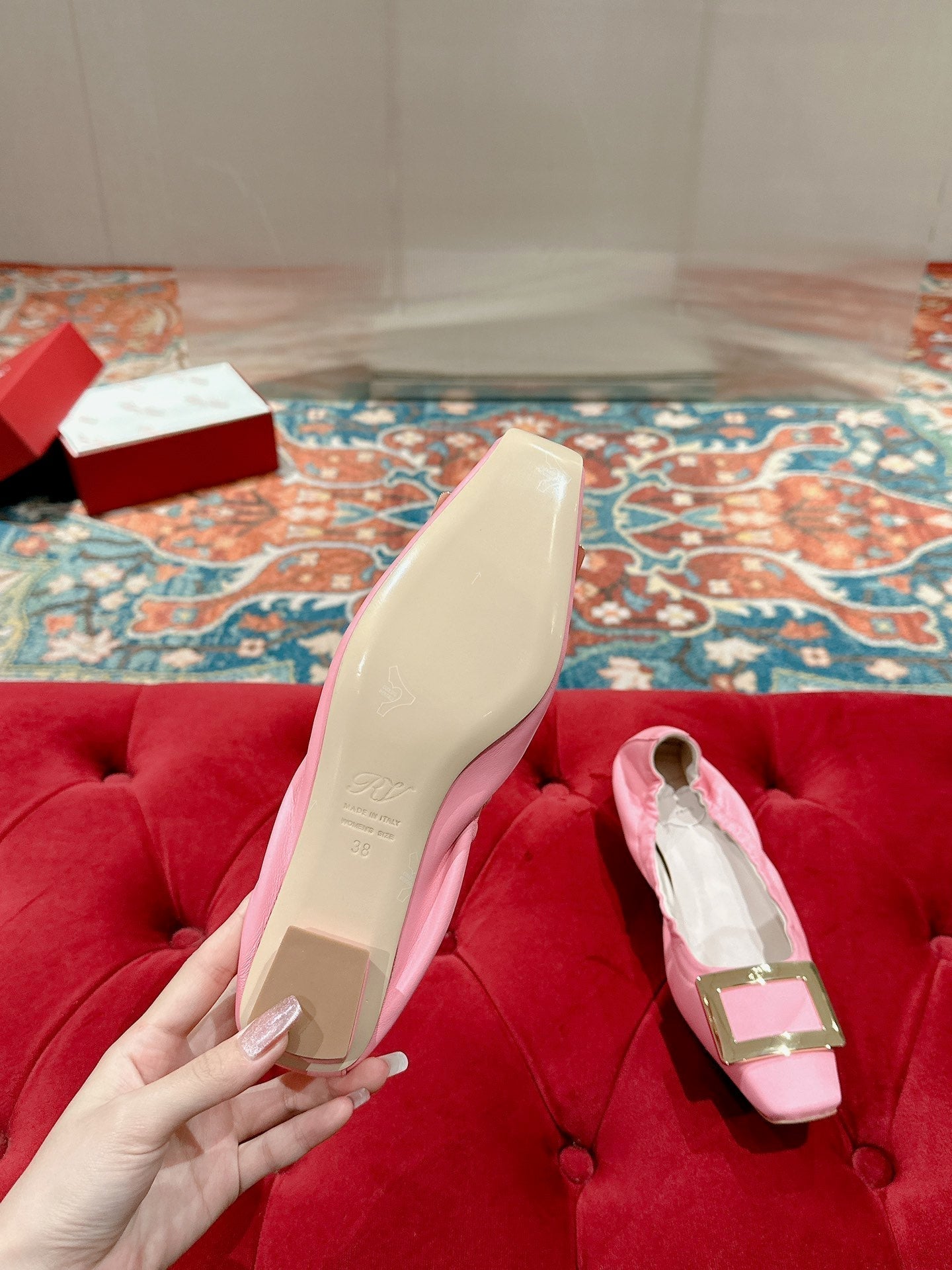 Viv Ballet Flats Pink Imported Lambskin 247129