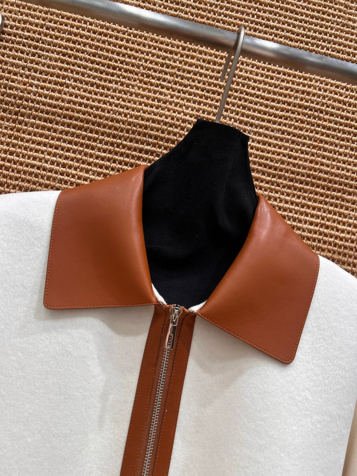 Max Mara 26S Leather Collar Knit Bomber Jacket 440818