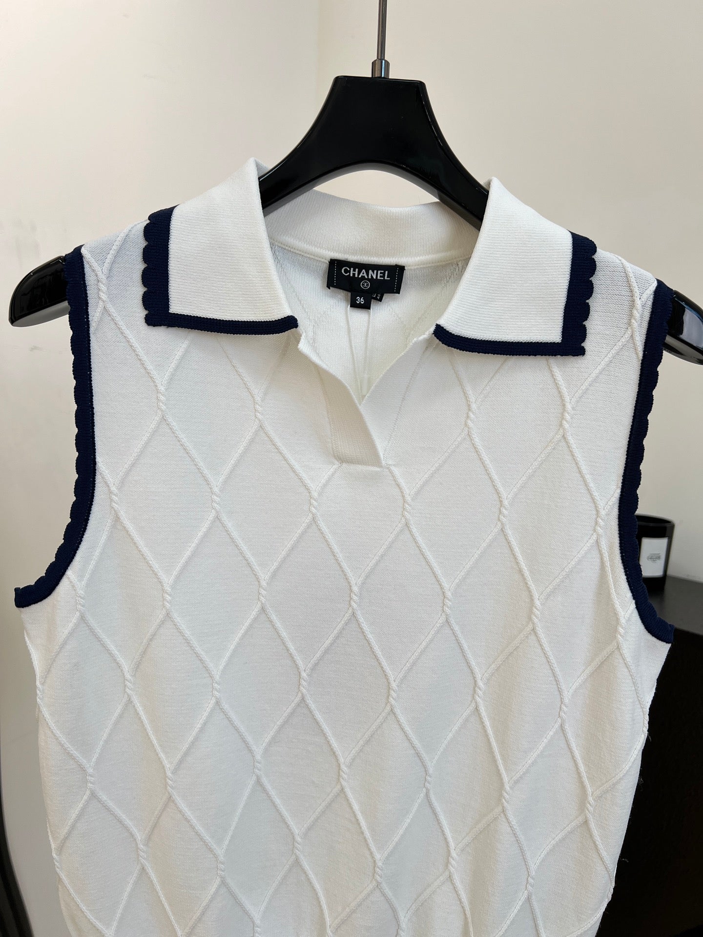 Chanel 26s Sleeveless Polo Knit Top Style 1151