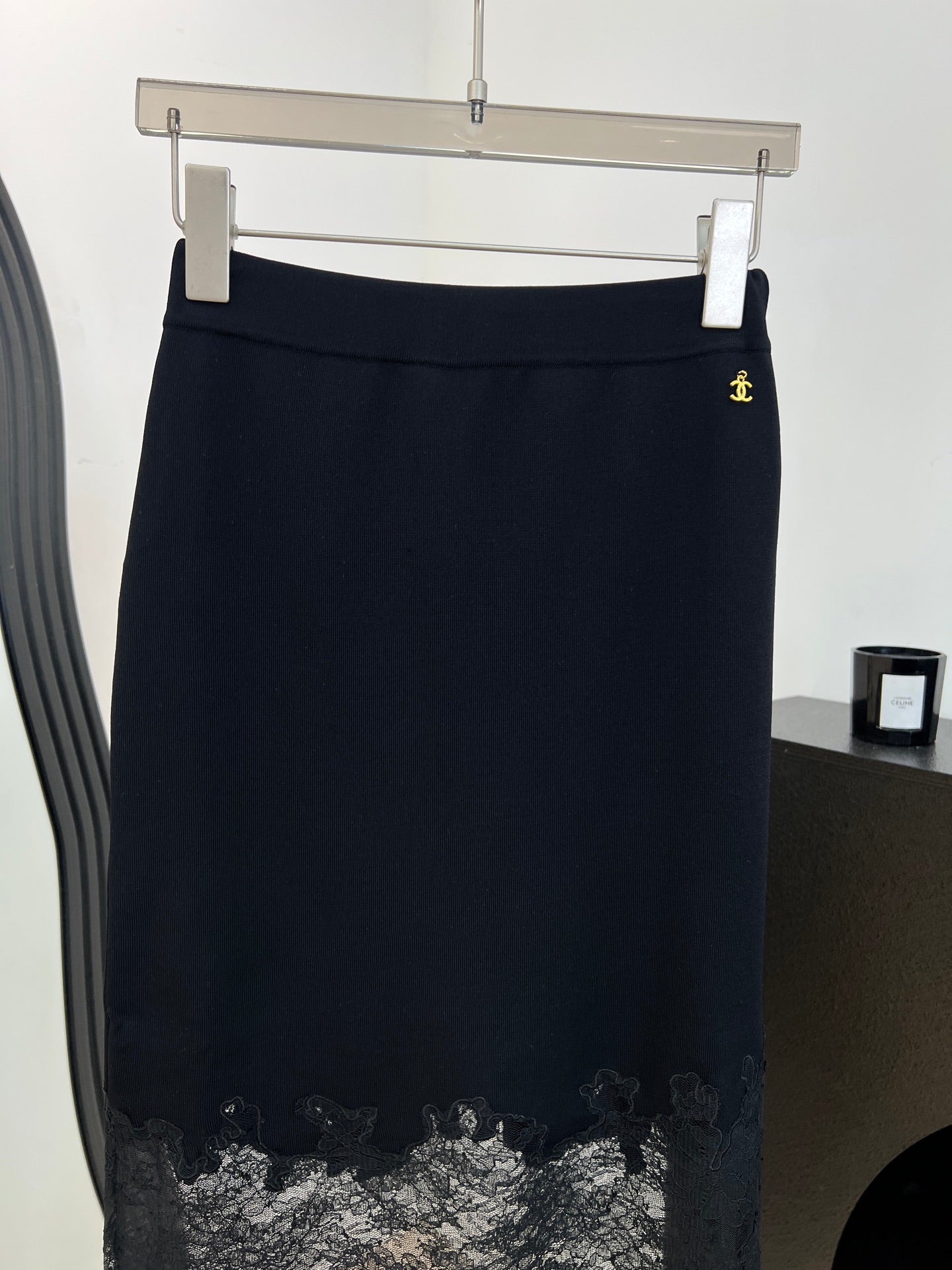 Chanel 26s Lace Hem Midi Skirt 1312