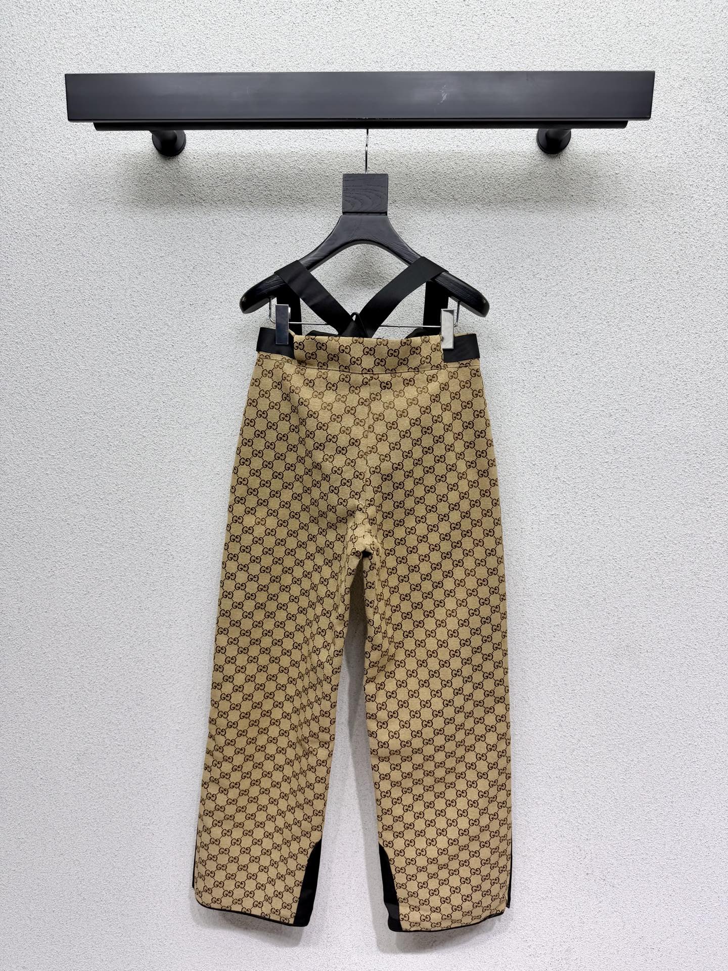 GG Jacquard Pants Beige Brown Technical Fabric Canvas 343372