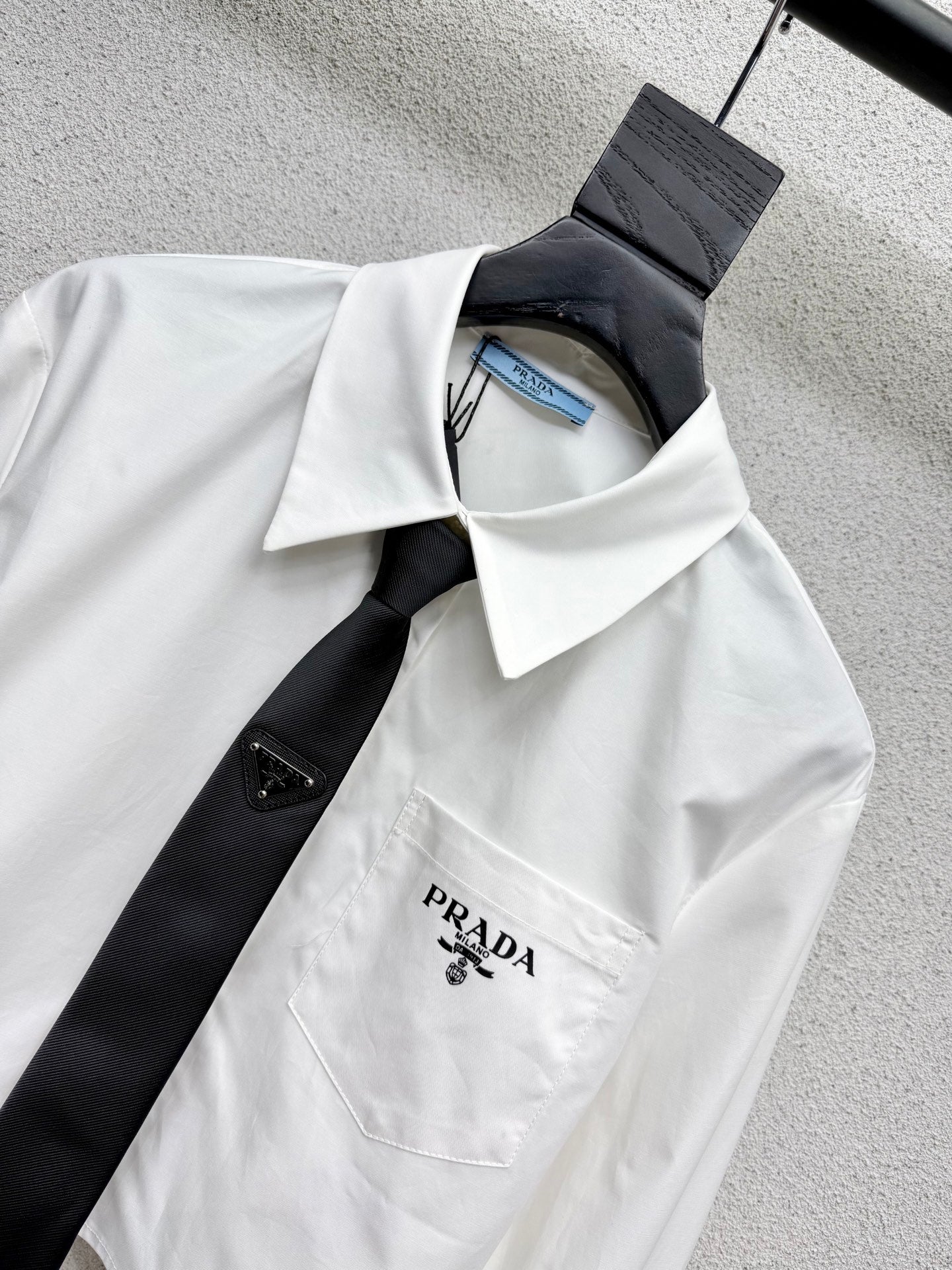 Prada Short Shirt with Tie White Cotton 398346