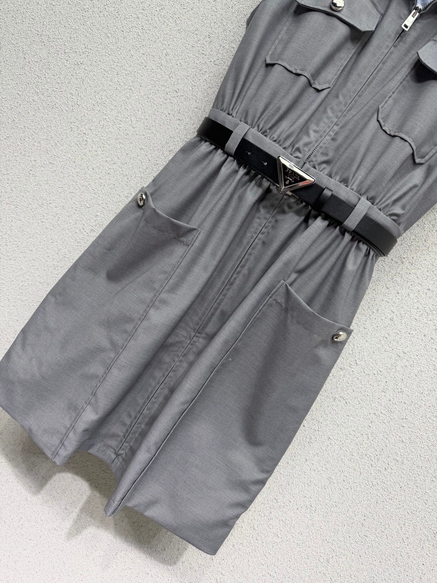 Prada 26s Striped Collared Sleeveless Dress 393957