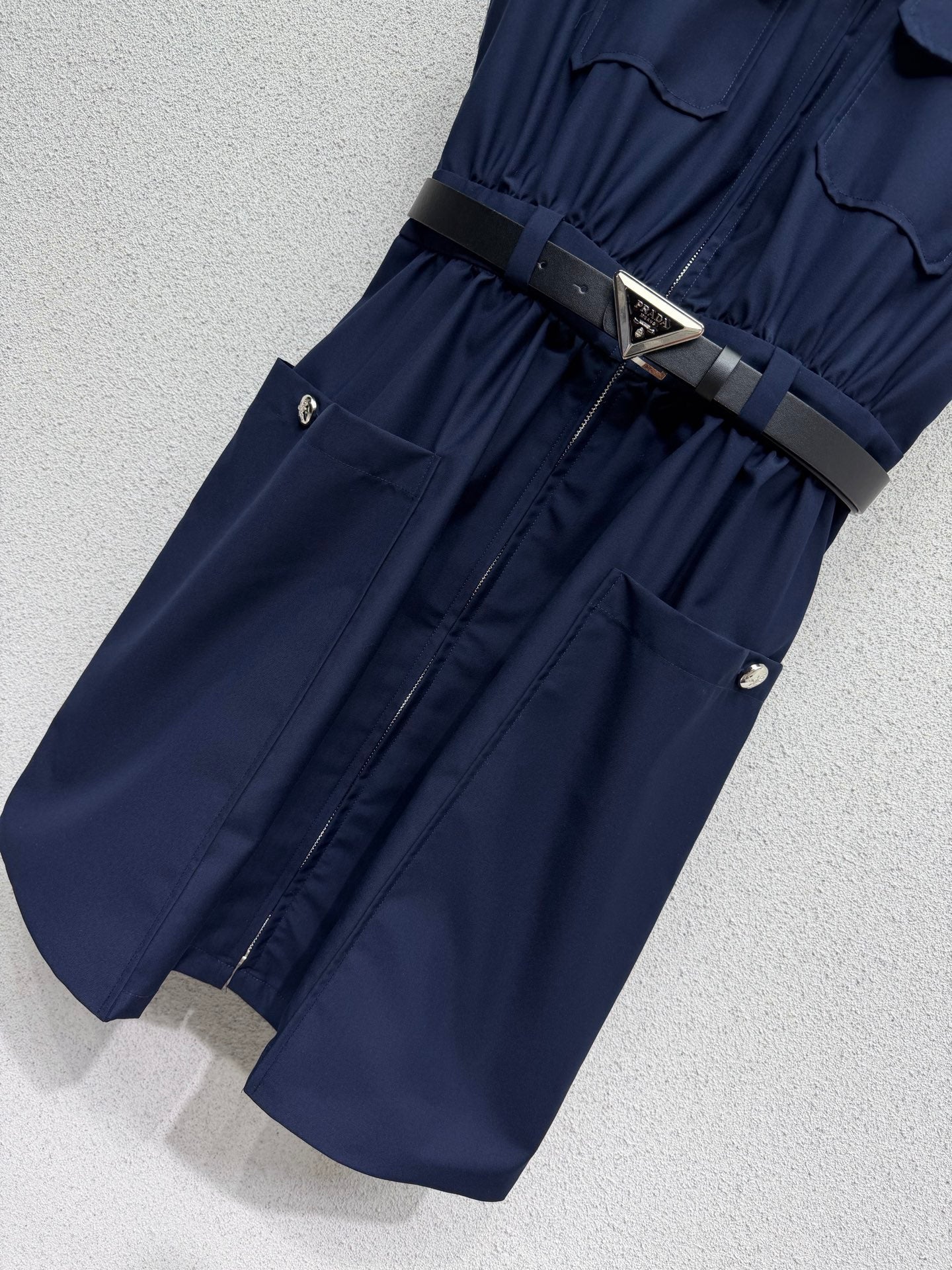 Prada 26s Striped Collared Sleeveless Dress 393957