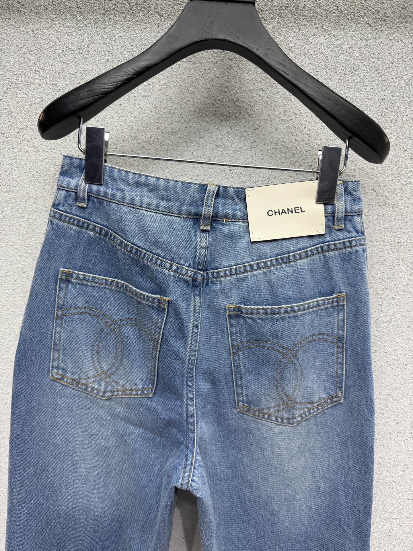 CC 26s Metal Buckle Pockets Jeans Washed Blue Denim 393612