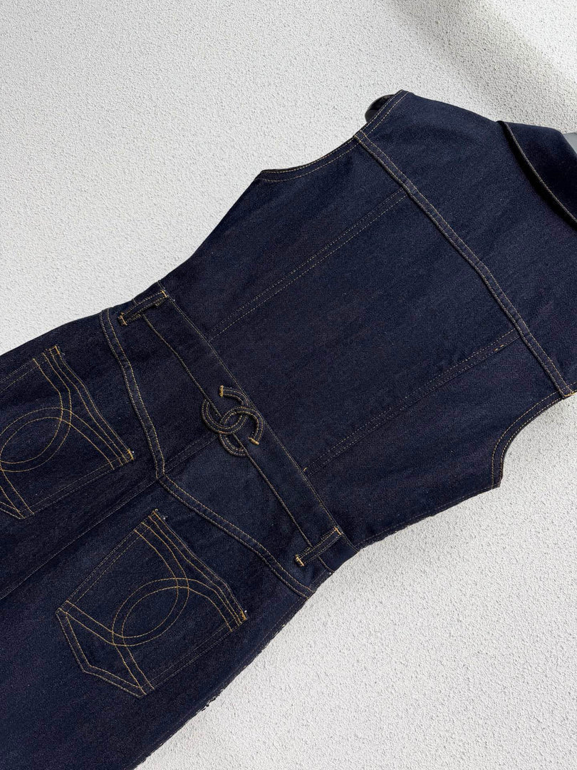 Chanel 2026 Denim Dress Navy Blue Cotton 398280