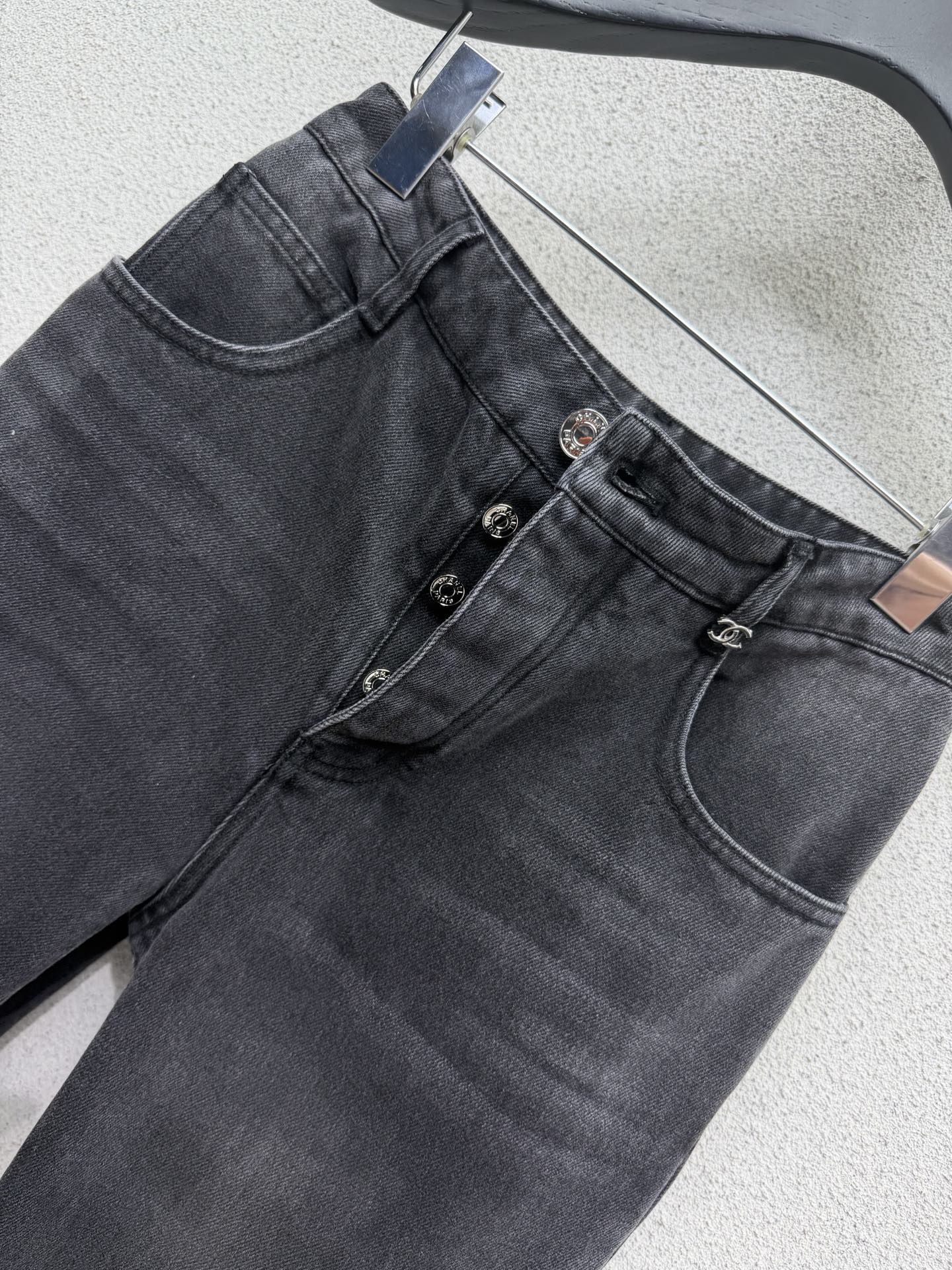 CC 26s Metal Buckle Pockets Jeans Dark Grey Denim 404485
