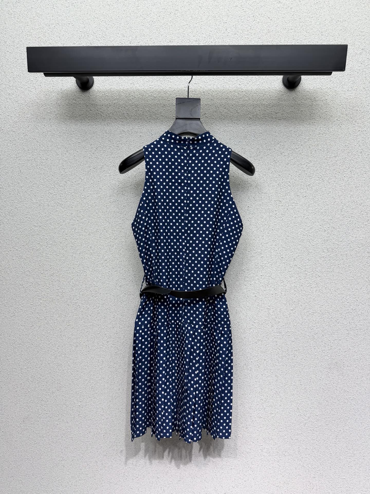 Prada 26s Polka Dot Dress Blue White Polyester 398332
