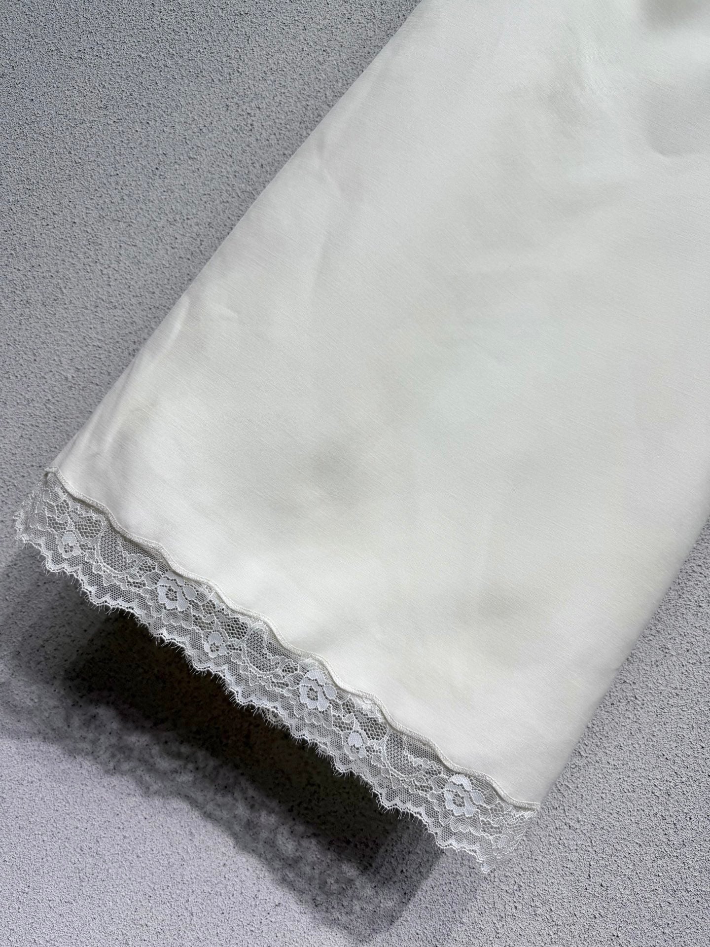 CD 26s Mid-Length Straight Skirt White Wool Silk Lace 398263