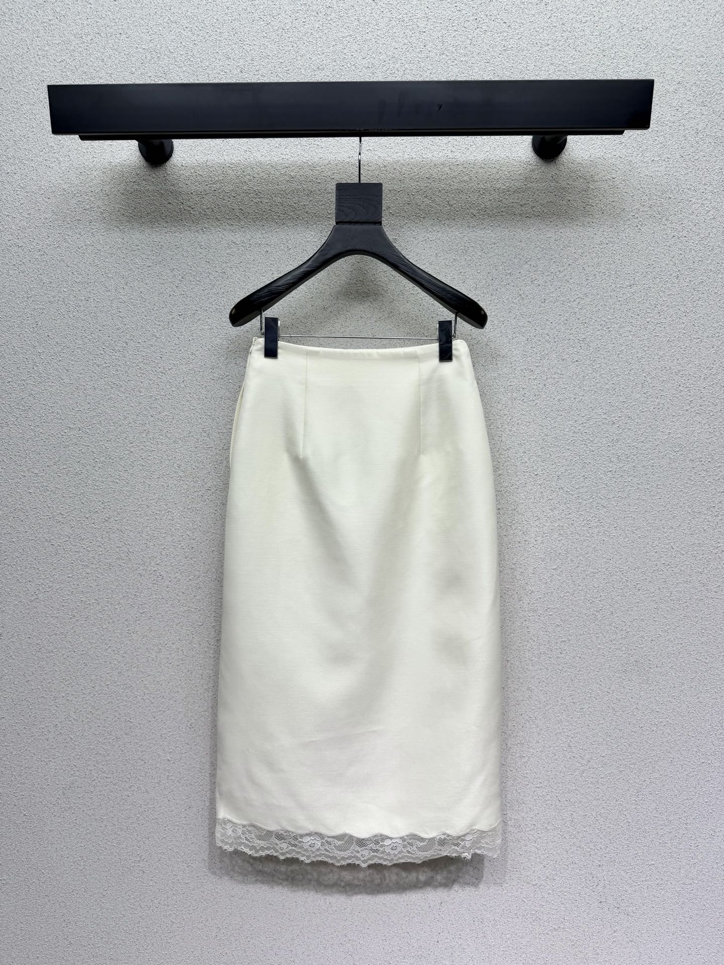CD 26s Mid-Length Straight Skirt White Wool Silk Lace 398263