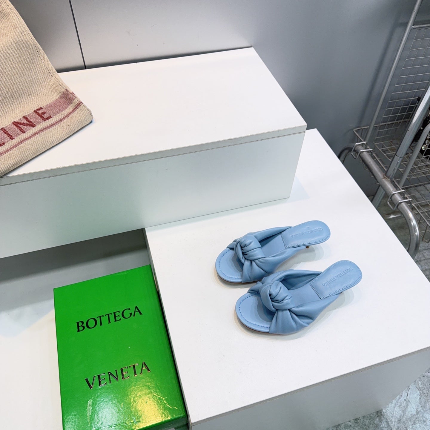 BV Cherry Mules 5.5cm Light Blue Sheepskin 842929