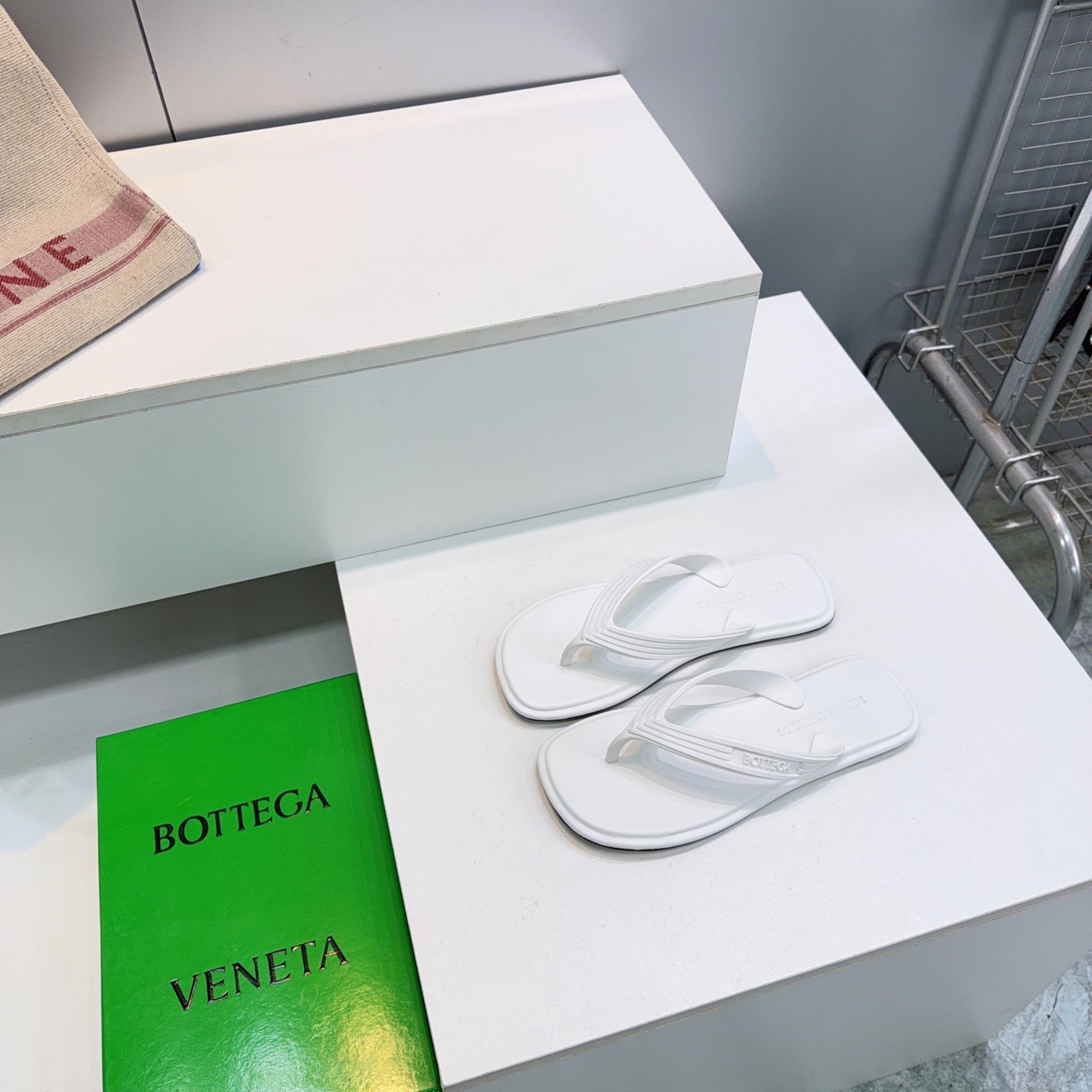 BV Sampieri Thong Sandal White Rubber 842935