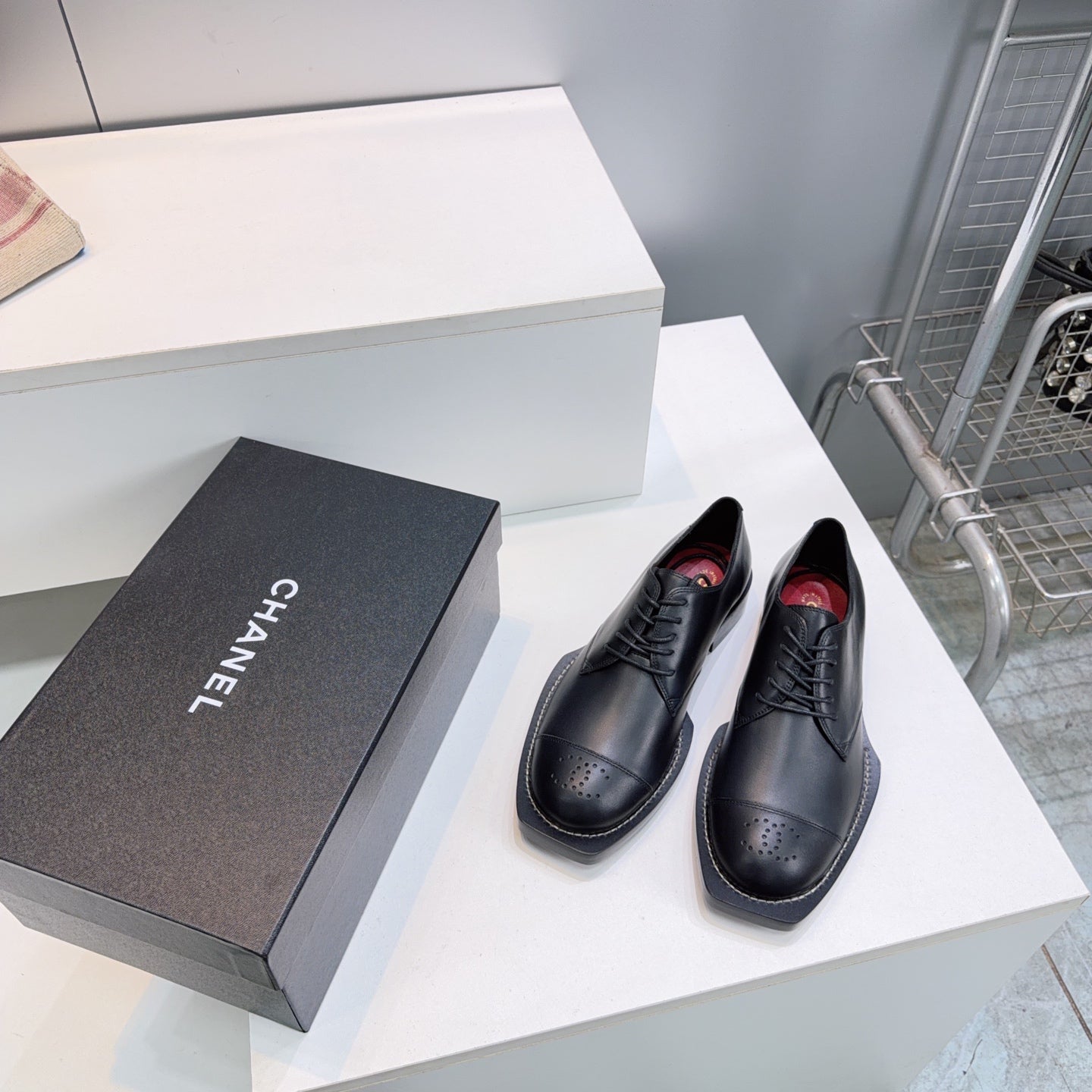 CC Lace-Up Shoes Black Calfskin 842727