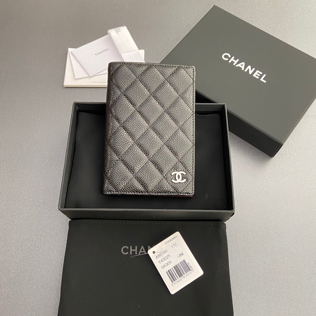 CC Passport Holder Black Caviar Sliver Steel 234691
