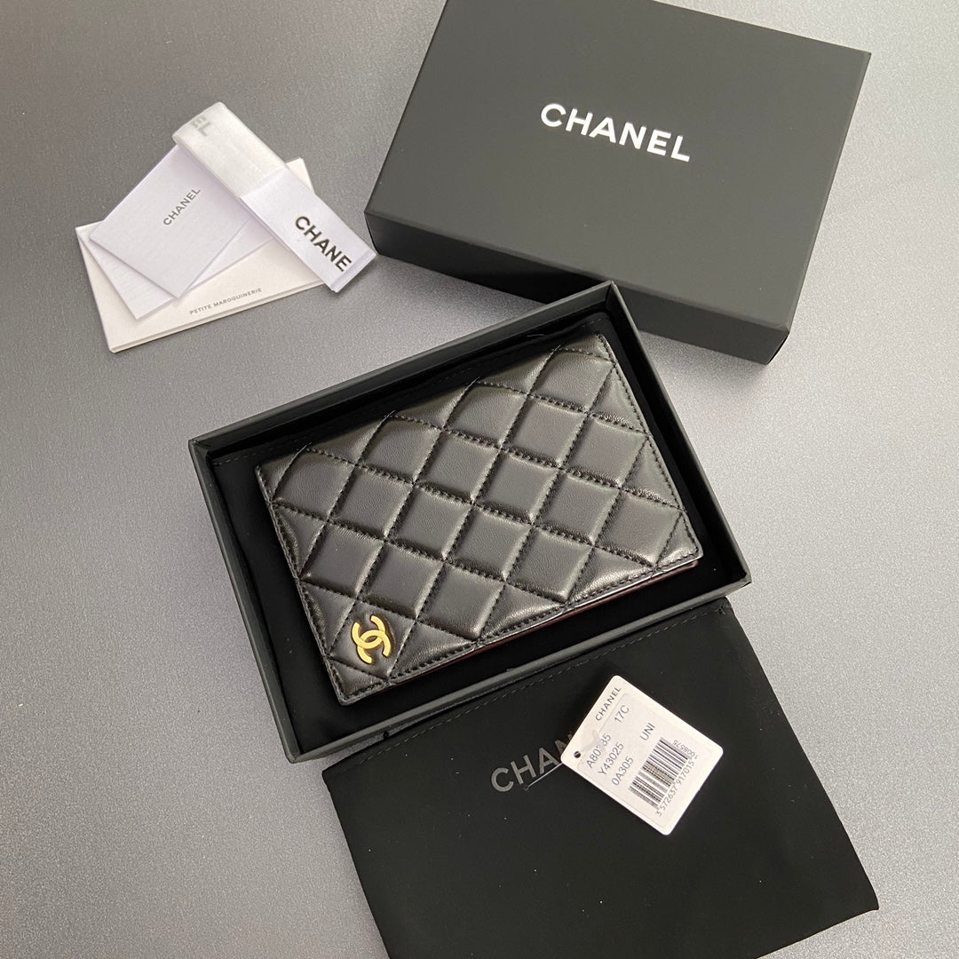 CC Passport Holder Black Sheepskin GHW  193338