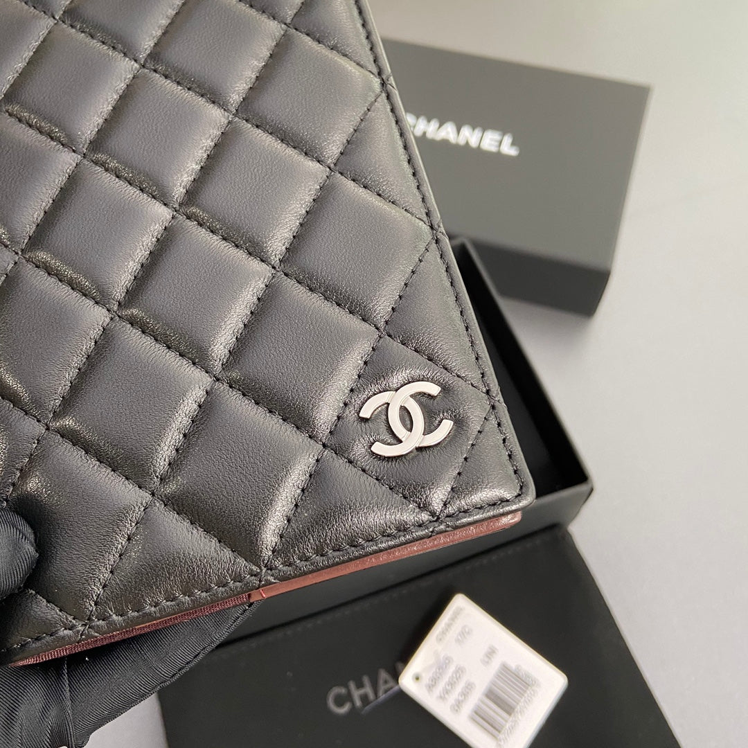 CC Passport Holder Black Sheepskin Sliver Steel 193339