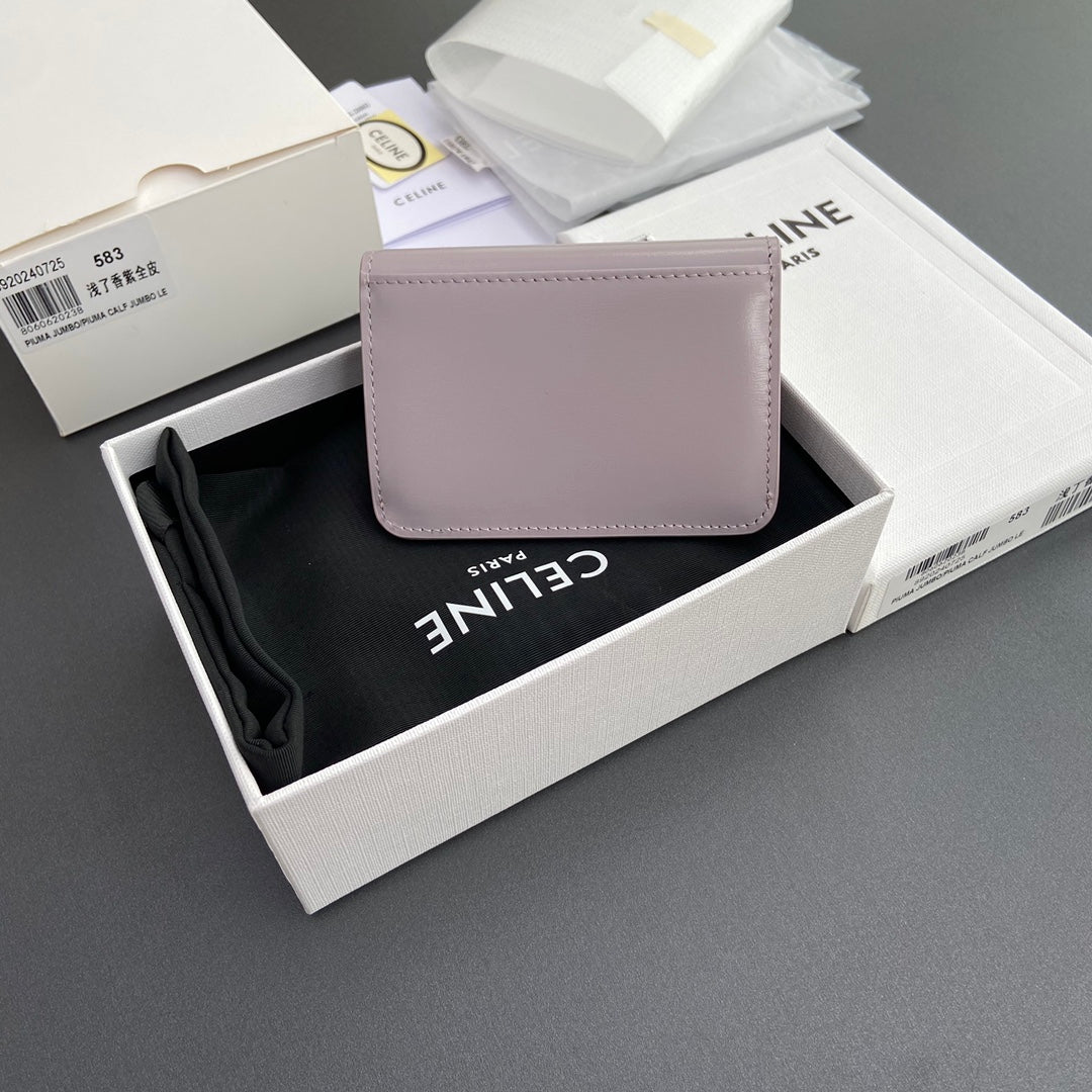 TRIOMPHE 10i583 Flap Card Holder Purple Shiny Cowhide