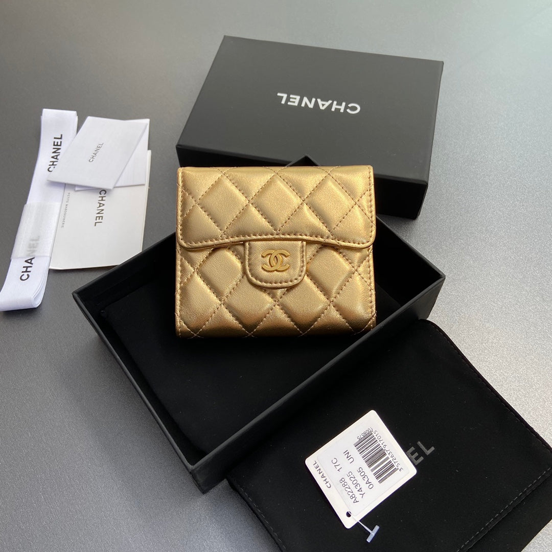 CC 82288 Classic Flap Wallet Gold Lamskin GHW 229884
