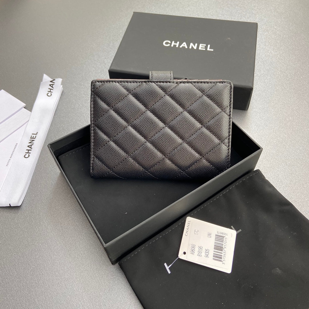 CC 96066 Compact Wallet Black Caviar GHW 234613
