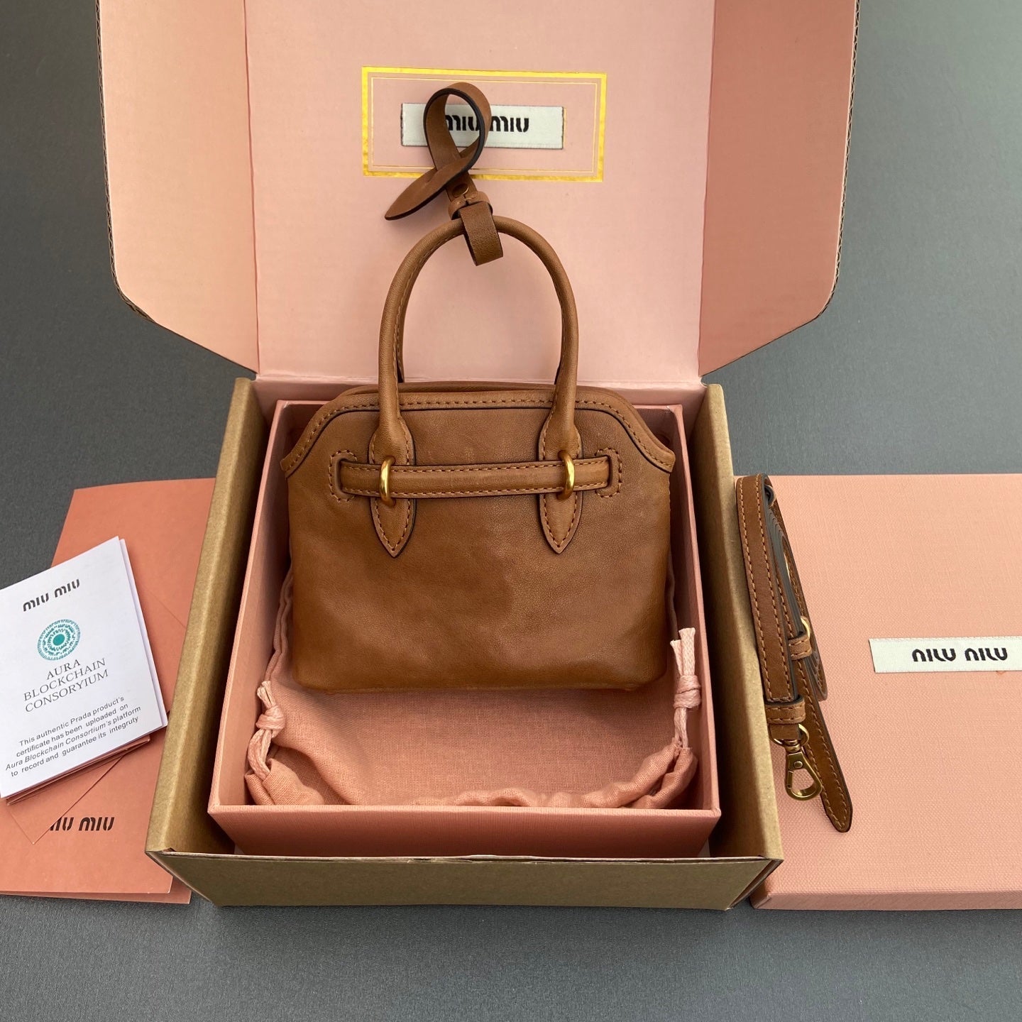 Miu 12.5 Aventure Nappa Leather Bag Oak 240399