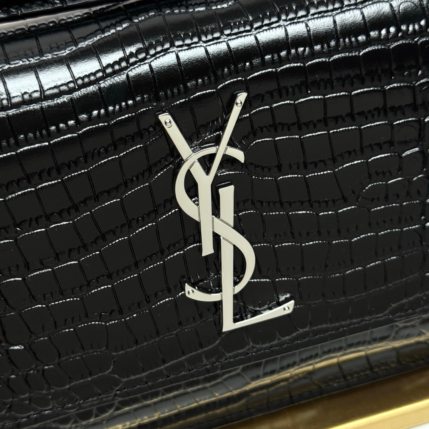 YSL Sunset Bag 19cm Black in Crocodile Pattern 285683