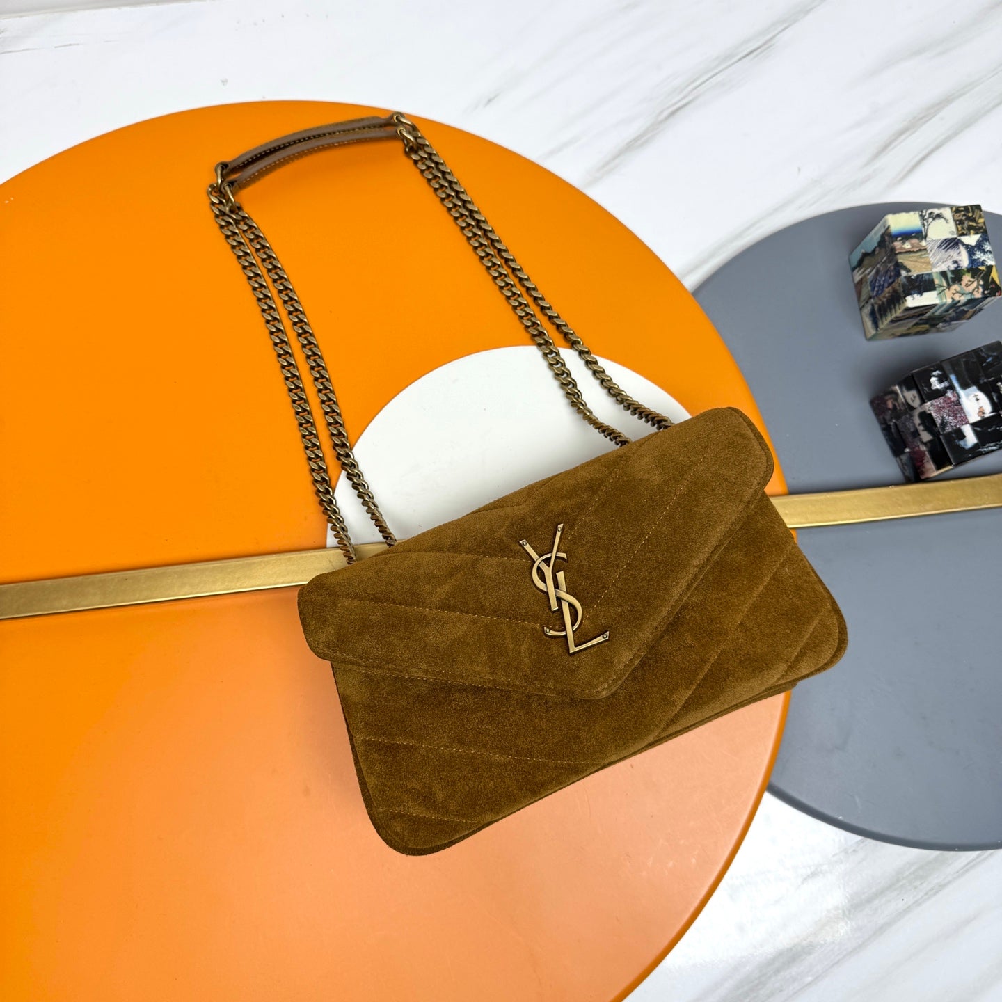 YSL Loulou Small Bag 24cm Coffee Brown Suede 285669