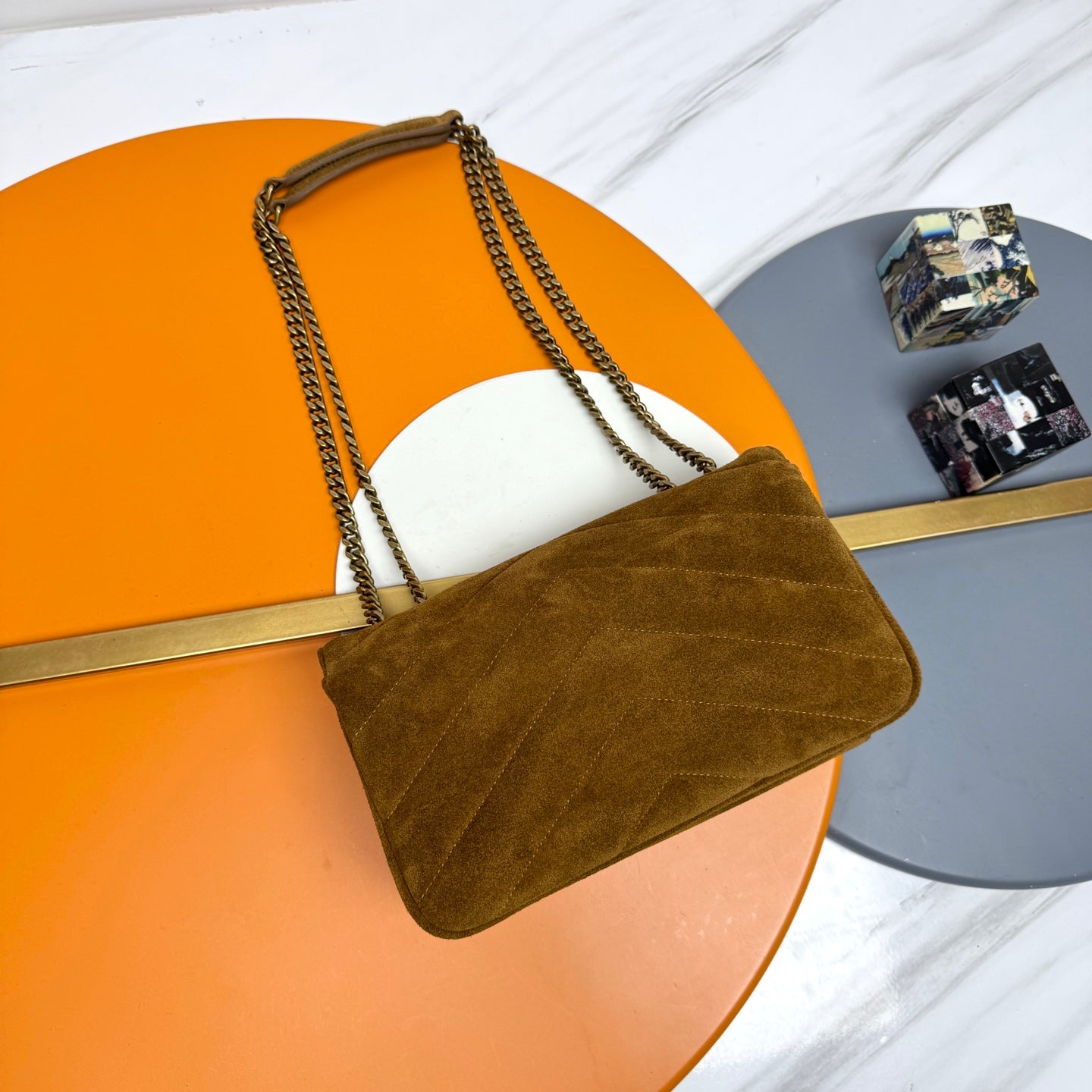 YSL Loulou Small Bag 24cm Coffee Brown Suede 285669