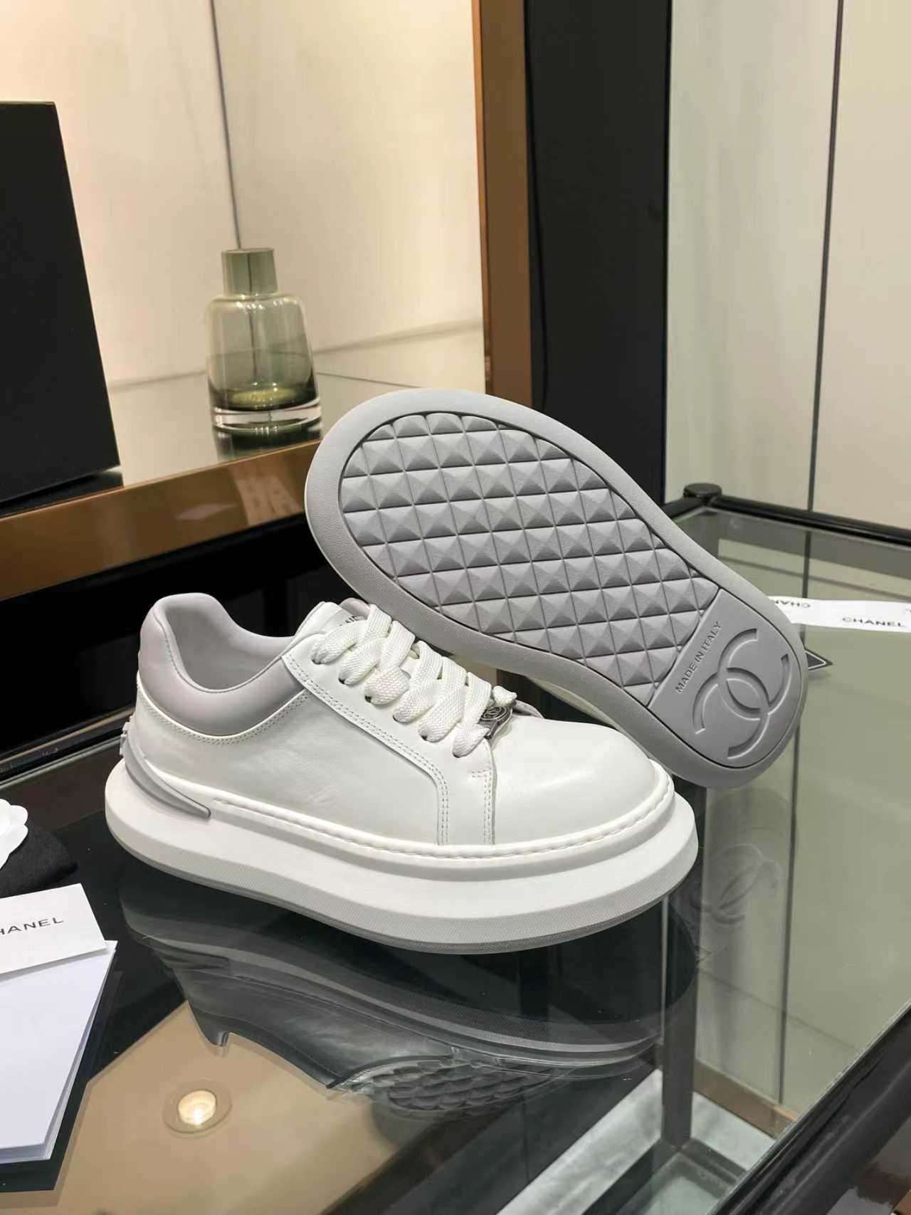 CC 26s Oversized Sneaker White Grey Lambskin 935465