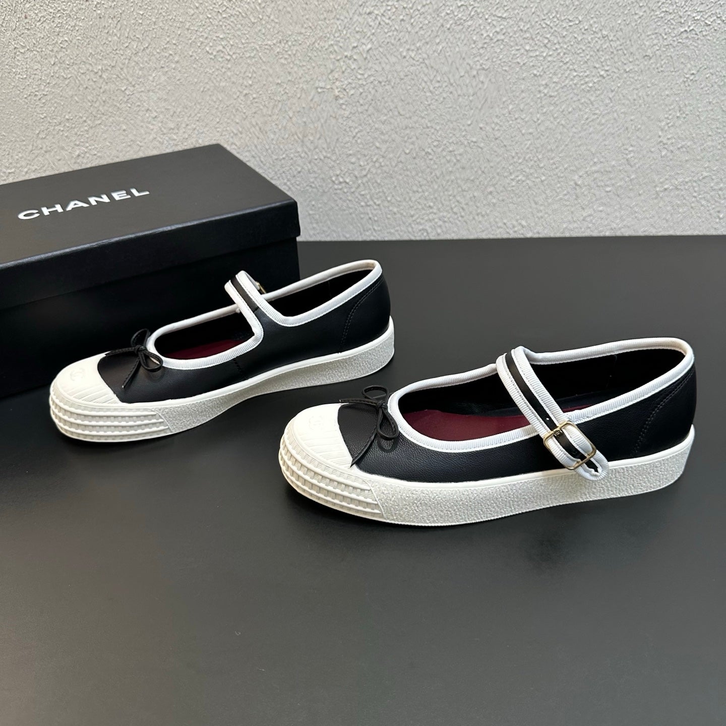 CC 26s Mary Jane Flat Black White Lambskin 846330
