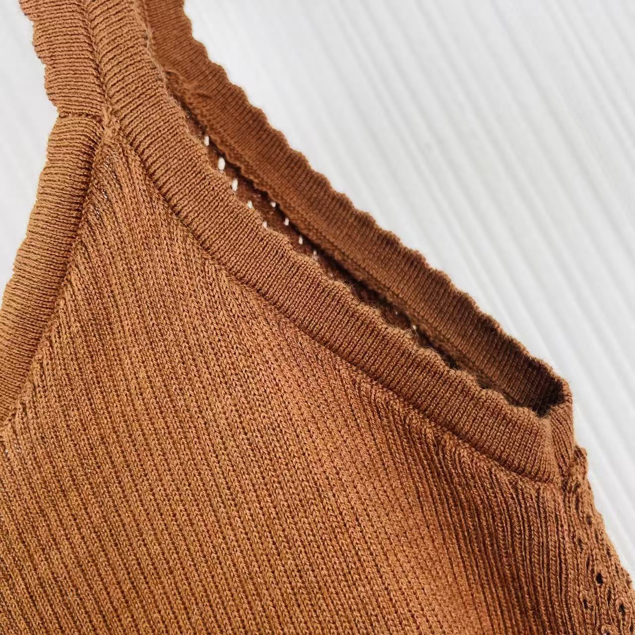 Miu 26s Knit Top Cocoa Brown Cotton 405421