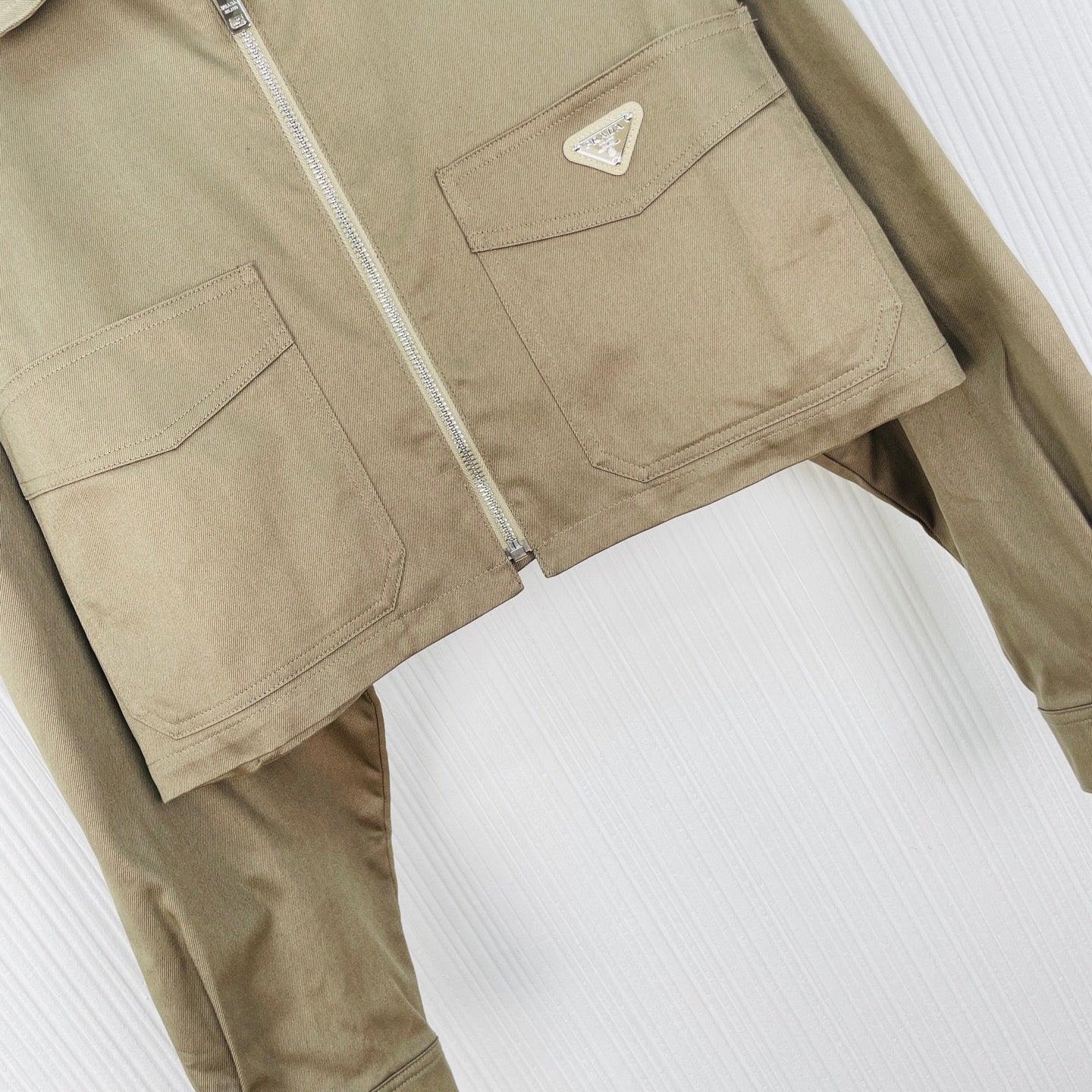 Prada Chino Blouson Jacket Khaki Cotton 414752