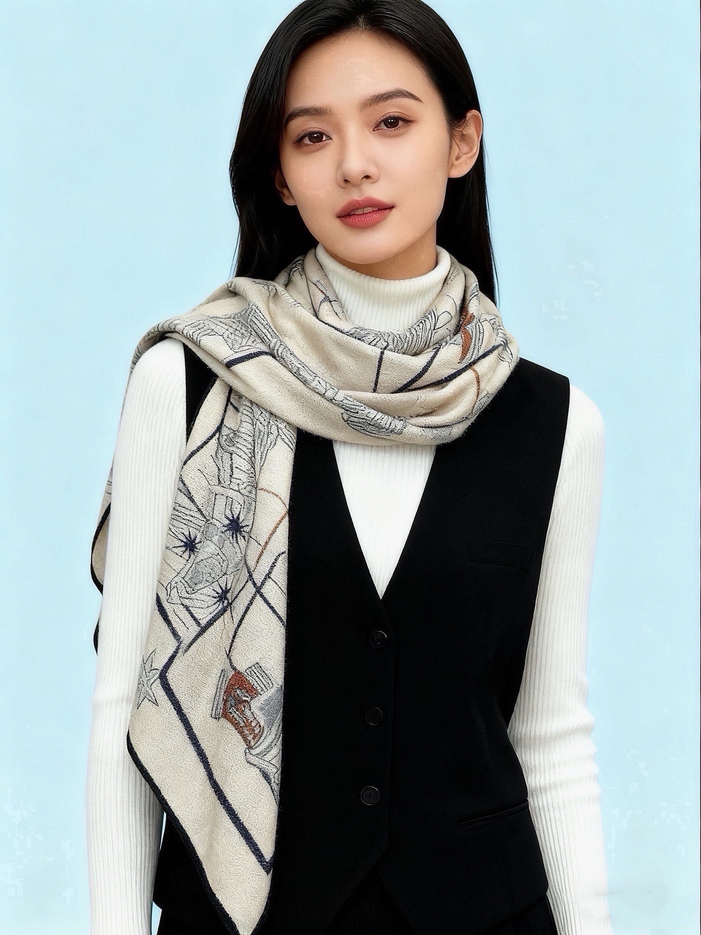 HM 26s Scarf 140 In Cashmere And Silk 216490
