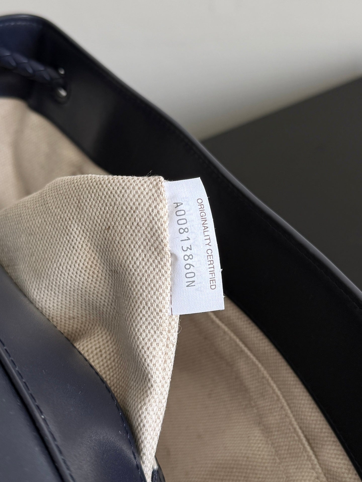 BV Small Andiamo Messenger Bag 29s Dark Blue Suede Intrecciato Leather