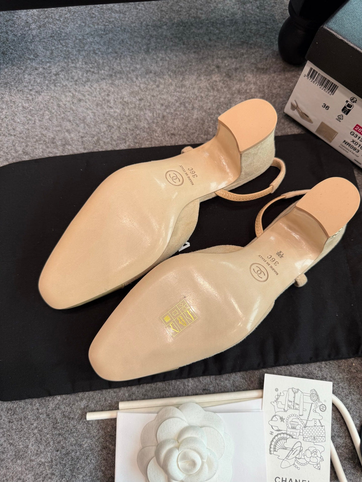CC 26S Slingback Pumps 6.5cm Beige Suede Patent 118950