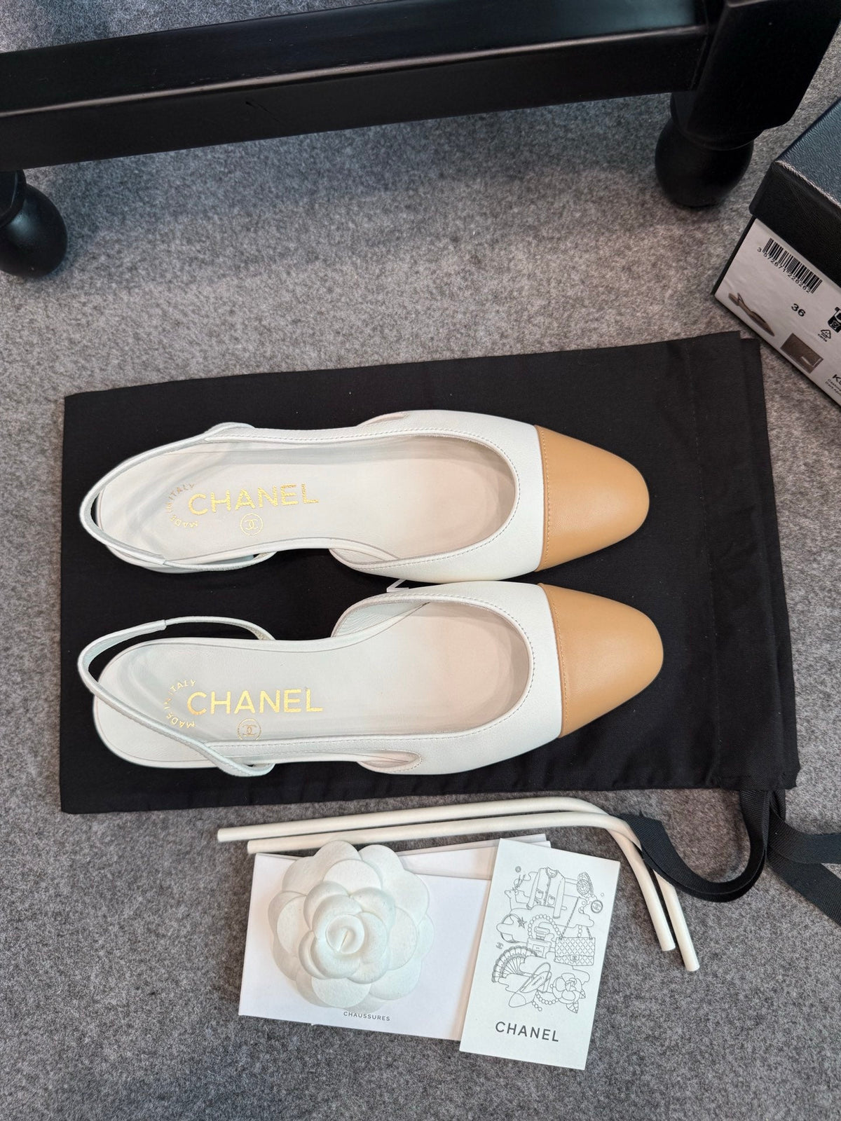 CC 26S Slingback Flats 2cm White Beige Leather 118953