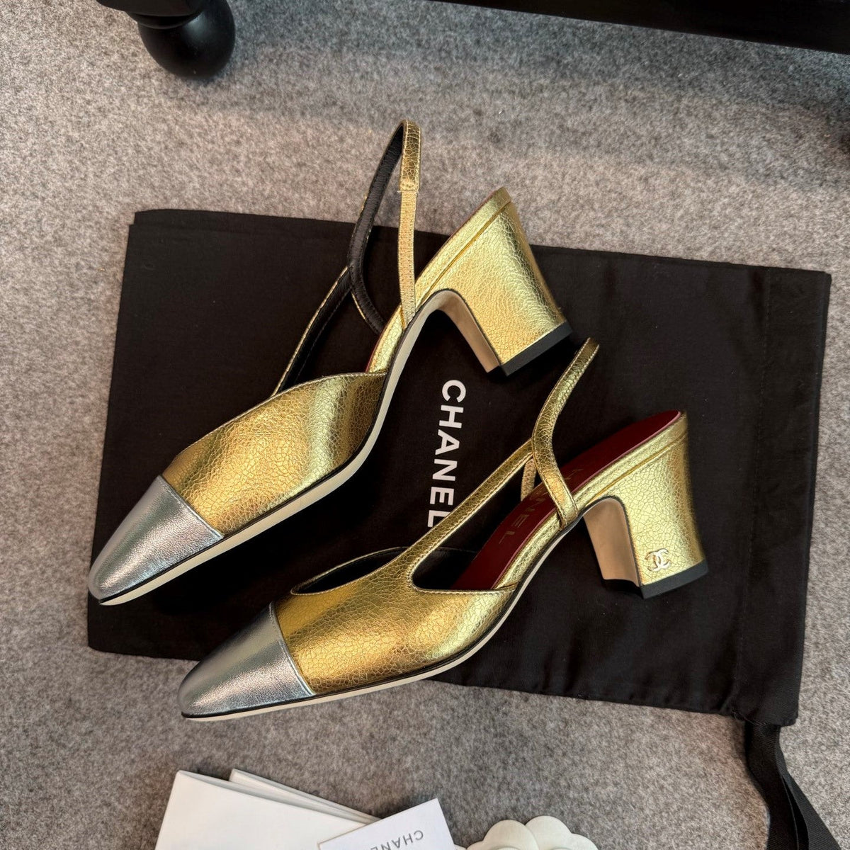 CC 26s Slingback Pumps 6.5cm Gold Silver Metallic Leather 118963