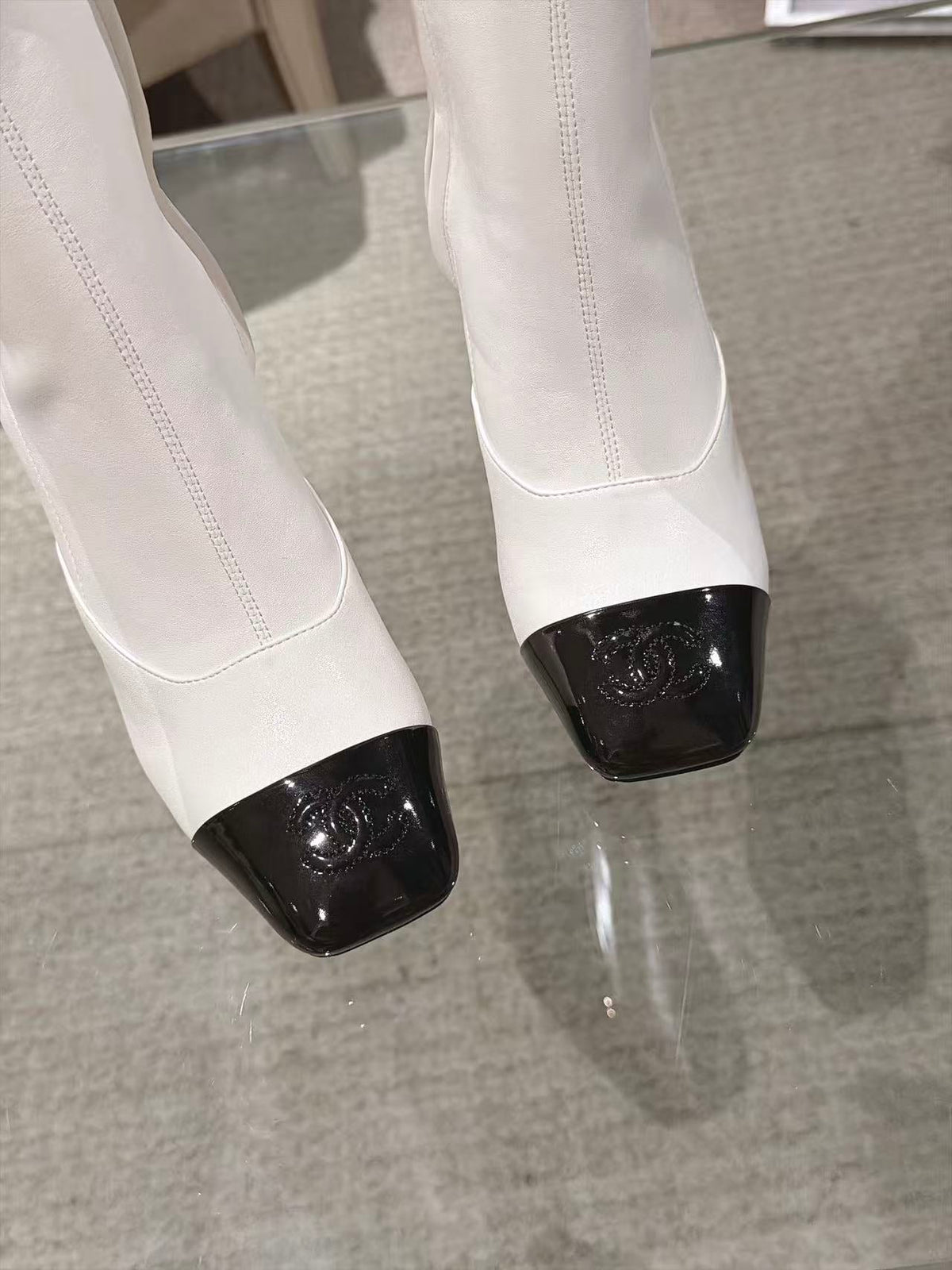 CC 26S Cap Toe Jumping Boots 8cm White Leather 117697